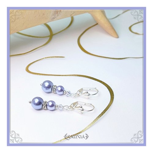 Boucles d'oreilles "malvina" cristal et perles nacrées dormeuses ou crochets au choix (#bo324 p97)