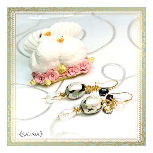 Boucles d'oreilles  "collection fleurs de tensha" aurore boréale crochets au choix (#bo375) - vidéo hd dans détails !