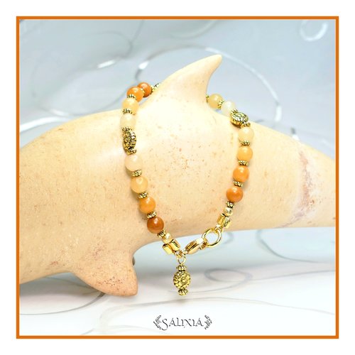 Bracelet "catriona" pierres fines de jade printemps mousqueton en acier inoxydable doré(#bc76 p105)