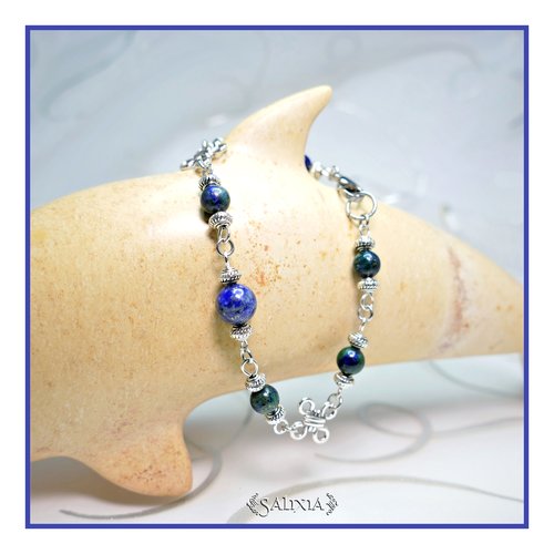 Bracelet "seona" pierres fines de lapis lazuli phoenix mousqueton en acier inoxydable (#bc78 p107)