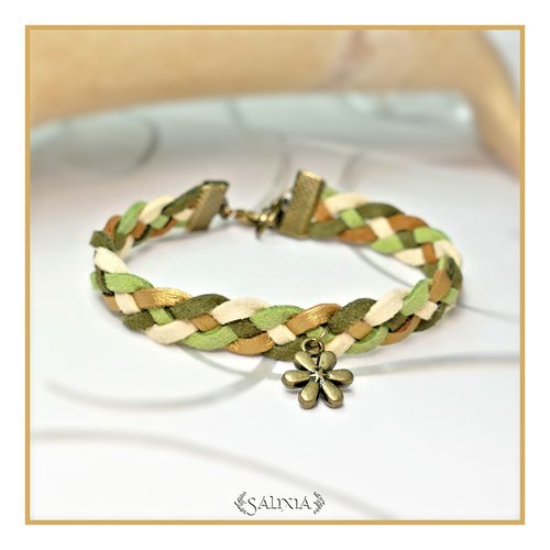 Bracelet suédine 4 couleurs breloque fleur (#bc84)
