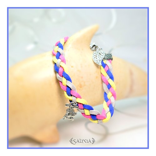 Bracelet suédine 4 couleurs breloque lapin (#bc85)