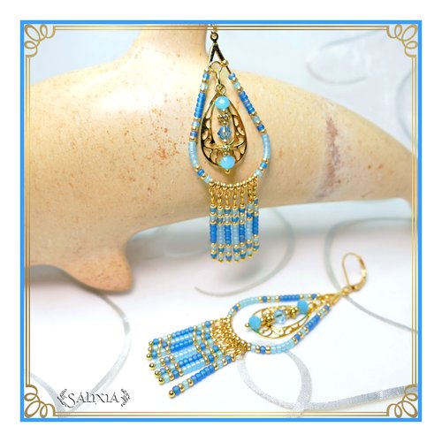 Boucles d'oreilles collection "enara" aquamarine (#bo387 p116)
