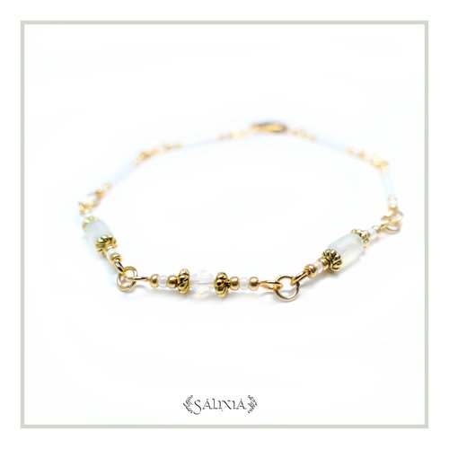 Bracelet collection "lorella" white ceylon acier inoxydable doré (#bc96 p120)