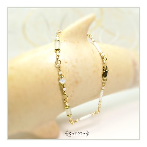 Bracelet collection "lorella" white ceylon cristal de swarovski acier inoxydable doré (#bc96 p120)
