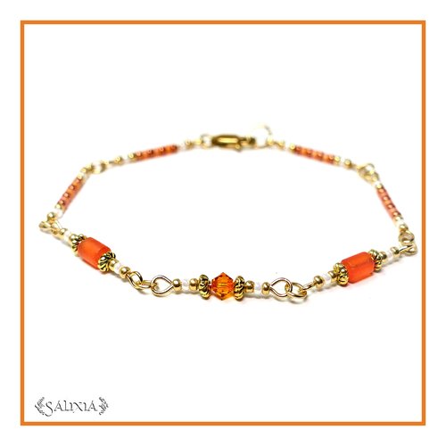 Bracelet collection "lorella" spicy tangerine acier inoxydable doré (#bc98 p122)