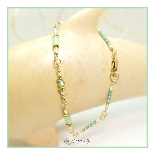 Bracelet collection "lorella" summer green cristal de swarovski acier inoxydable doré (#bc100 p124)