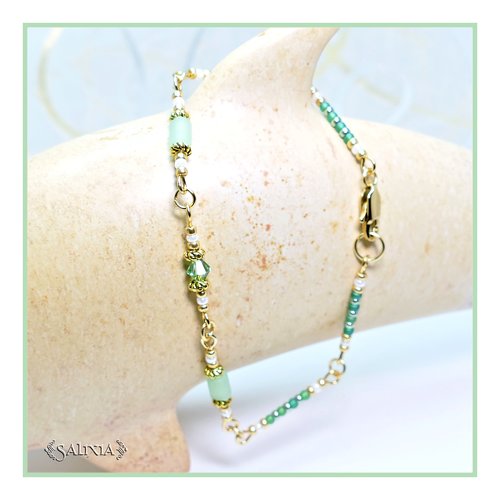 Bracelet collection "lorella" summer green acier inoxydable doré (#bc100 p124)