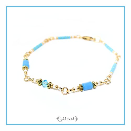 Bracelet collection "lorella" sunny turquoise acier inoxydable doré (#bc101 p125)