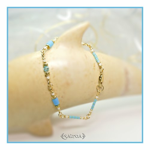 Bracelet collection "lorella" sunny turquoise cristal de swarovski acier inoxydable doré (#bc101 p125)