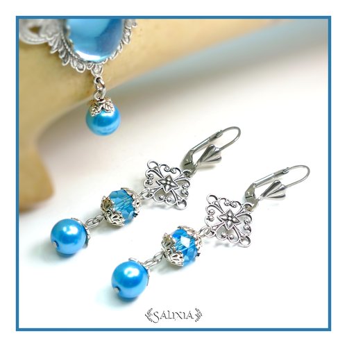 Boucles d'oreilles victoriennes "nausicaa" dormeuses ou crochets en acier inoxydable au choix (#bo422 p135)