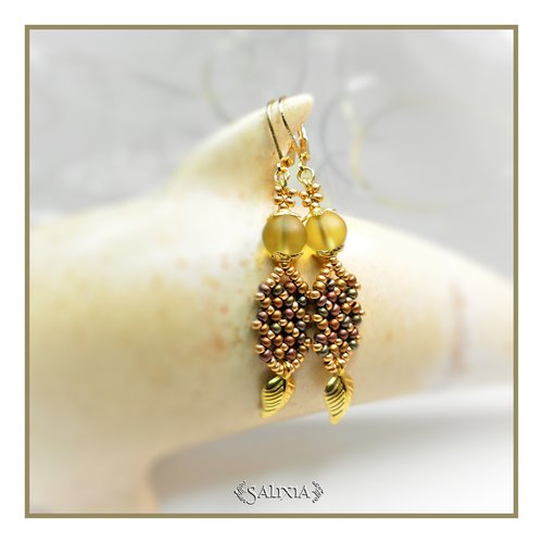 Boucles d'oreilles "inaya" miel doré dormeuses dorées à l'or fin ou crochets acier inoxydable (#bo414 p127)