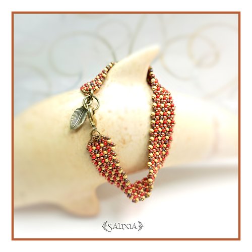 Bracelet "inaya" copper spirit tissé à l'aiguille avec des perles en verre japonaises (#bc111 p136)