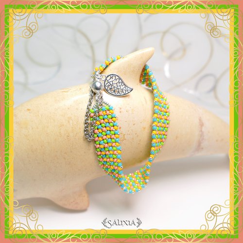 Bracelet "inaya" tutti frutti tissé à l'aiguille avec des perles en verre japonaises (#bc112 p137)