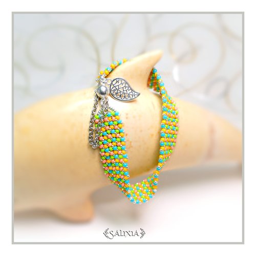 Bracelet "inaya" tutti frutti tissé à l'aiguille avec des perles en verre japonaises (#bc112 p137)