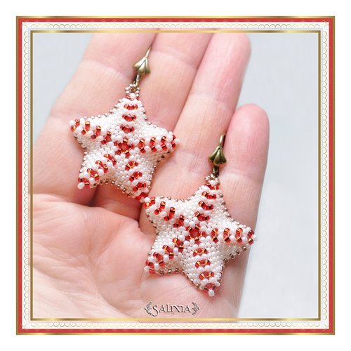 Boucles d'oreilles étoiles de mer tissées à l'aiguille dormeuses ou crochets au choix (#bo425)