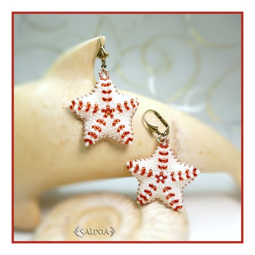 Boucles d'oreilles étoiles de mer tissées à l'aiguille dormeuses ou crochets au choix (#bo425)