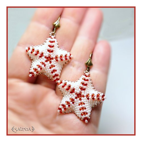 Boucles d'oreilles étoiles de mer tissées à l'aiguille dormeuses ou crochets au choix (#bo425)