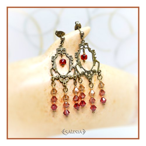 Boucles d'oreilles "inaya" copper spirit en cristal puces bronze ou crochets acier inoxydable doré (#bo426 p136)