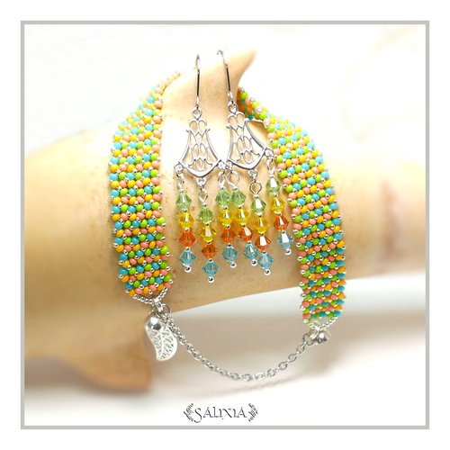 Boucles d'oreilles "inaya" tutti frutti cristal de swarovski crochets acier inoxydable (#bo427 p137)
