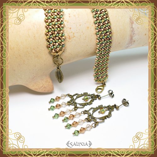Boucles d'oreilles "inaya" forest spirit en cristal puces bronze ou crochets en acier inoxydable doré (#bo428 p138)