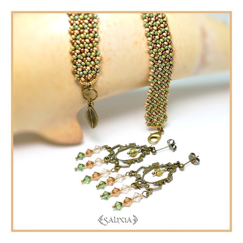 Boucles d'oreilles "inaya" forest spirit en cristal puces bronze ou crochets en acier inoxydable doré (#bo428 p138)