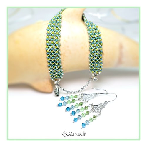 Boucles d'oreilles "inaya" celadon cristal de swarovski acier inoxydable (#bo429 p139)