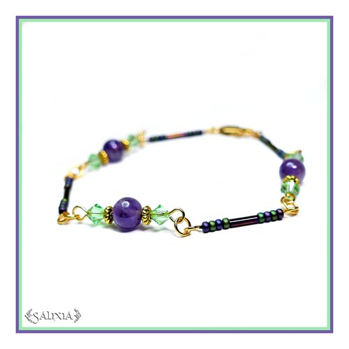 Bracelet collection "kirana" améthyste acier inoxydable doré (#bc125)