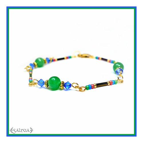 Bracelet collection "kirana" vert jade acier inoxydable doré (#bc126)
