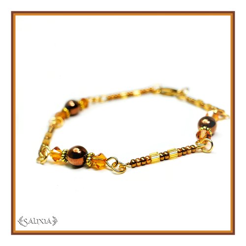 Bracelet collection "kirana" hématite cuivrée acier inoxydable doré (#bc130)