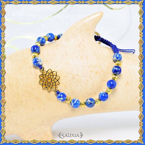 Bracelet "sandra" jaspe impérial bleu (#bc135)