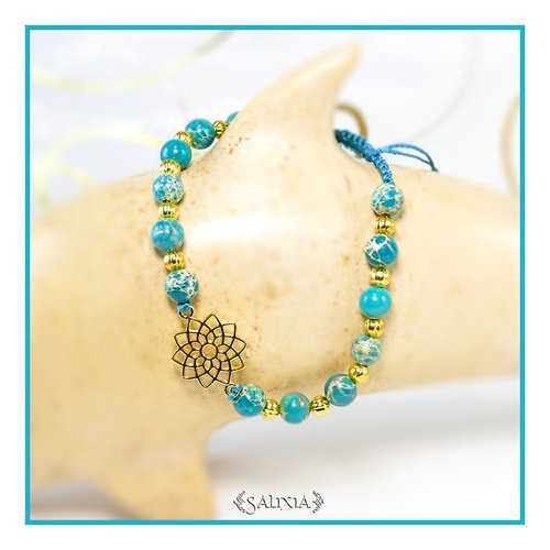 Bracelet "sandra" jaspe impérial bleu/vert océan (#bc137)