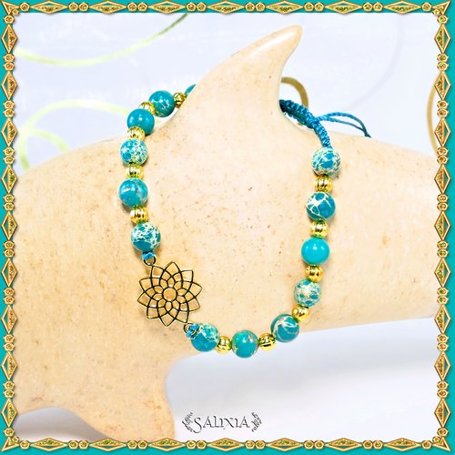 Bracelet "sandra" jaspe impérial bleu/vert océan (#bc137)