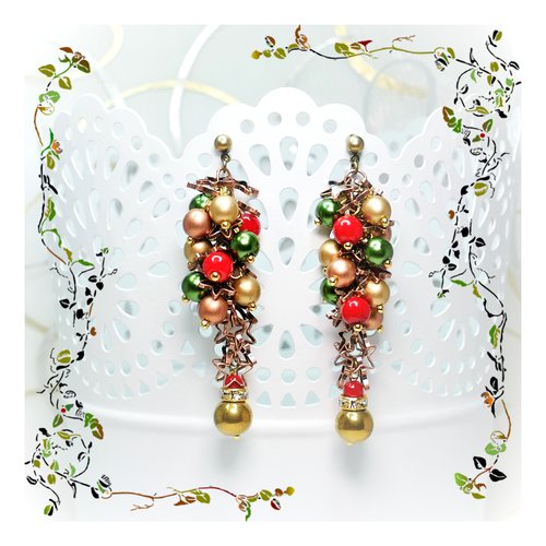 Boucles d'oreilles aux couleurs festives puces ou crochets au choix (#bo457)