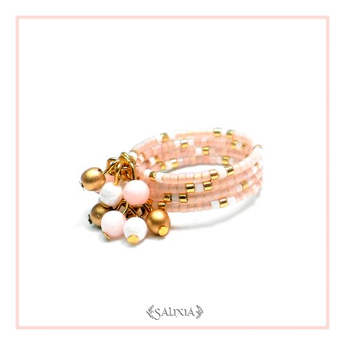 Bague à mémoire de forme rose pastel opale (#bg11)