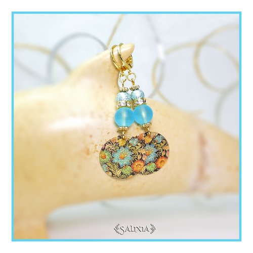 Boucles d'oreilles breloques et perles stardust perles sea glass turquoise créoles ou crochets acier inoxydable doré (#bo463)