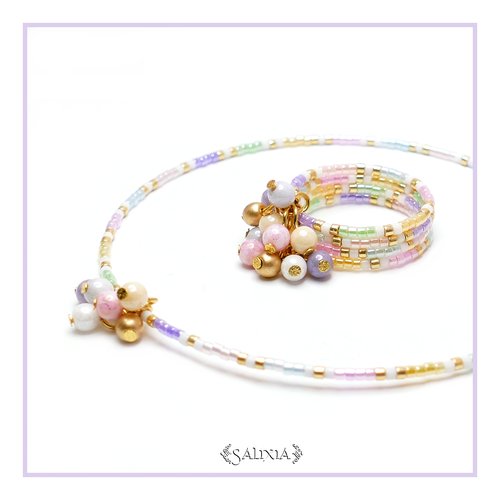 Bracelet à mémoire de forme, camaieu de pastel nacré (#bc143p153)