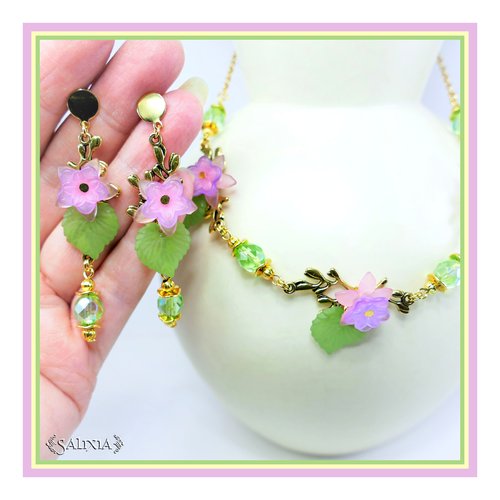 Boucles d'oreilles "flora" puces ou crochets en acier inoxydable doré au choix (#bo473 p159)