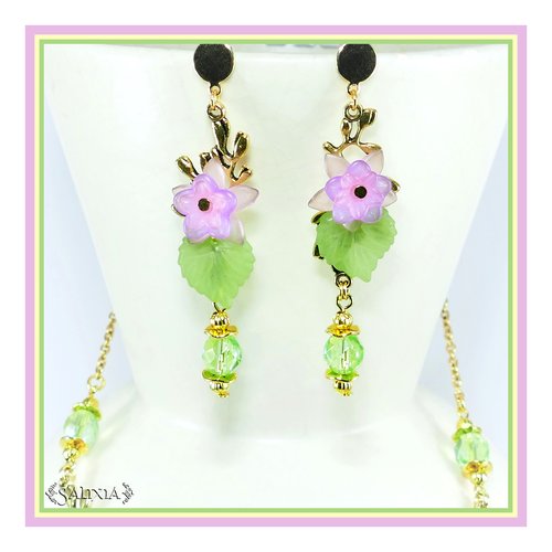 Boucles d'oreilles "flora" puces ou crochets en acier inoxydable doré au choix (#bo473 p159)