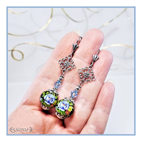 Boucles d'oreilles collection "fleurs du japon" perles tensha dormeuses ou crochets en acier inoxydable au choix (#bo484)