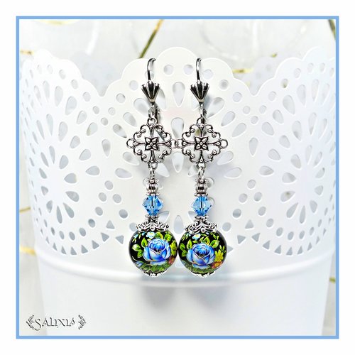 Pièce rare - boucles d'oreilles collection "fleurs du japon" perles tensha dormeuses ou crochets au choix (#bo484)