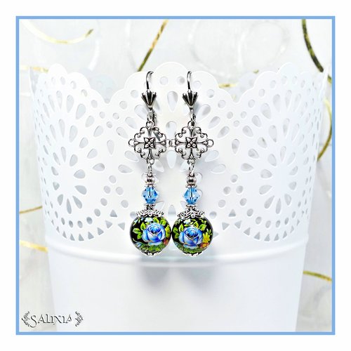 Pièce rare - boucles d'oreilles collection "fleurs du japon" perles tensha dormeuses ou crochets au choix (#bo484)