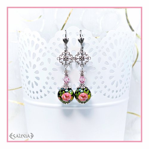 Pièce rare - boucles d'oreilles collection "fleurs du japon" perles tensha dormeuses ou crochets au choix (#bo485)