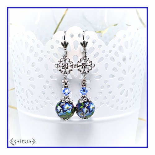 Pièce rare - boucles d'oreilles collection "fleurs du japon" perles tensha dormeuses ou crochets au choix (#bo486.a)