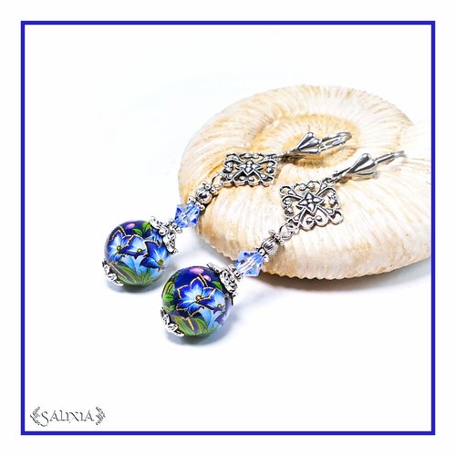 Pièce rare - boucles d'oreilles collection "fleurs du japon" perles tensha dormeuses ou crochets au choix (#bo486.a)