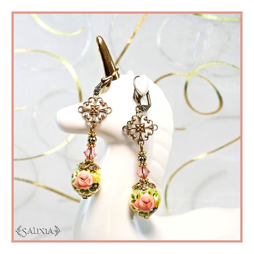 Boucles d'oreilles collection "fleurs du japon" perles tensha dormeuses ou crochets au choix (#bo488.a)