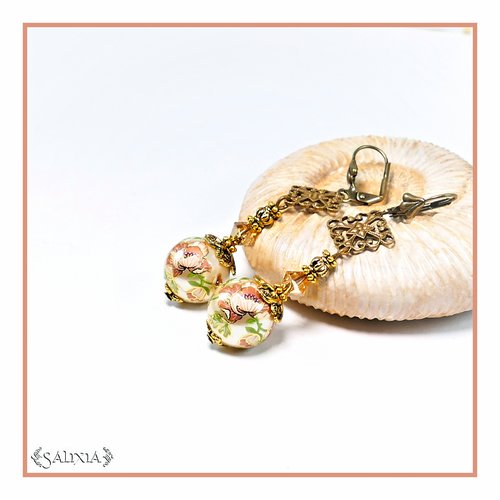 Pièce rare - boucles d'oreilles collection "fleurs du japon" perles tensha dormeuses ou crochets au choix (#bo489)