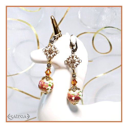Boucles d'oreilles collection "fleurs du japon" perles tensha dormeuses ou crochets au choix (#bo490)