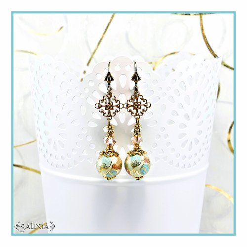 Pièce rare - boucles d'oreilles collection "fleurs du japon" perles tensha dormeuses ou crochets au choix (#bo491)