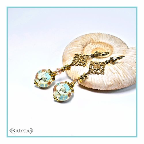 Pièce rare - boucles d'oreilles collection "fleurs du japon" perles tensha dormeuses ou crochets au choix (#bo491)